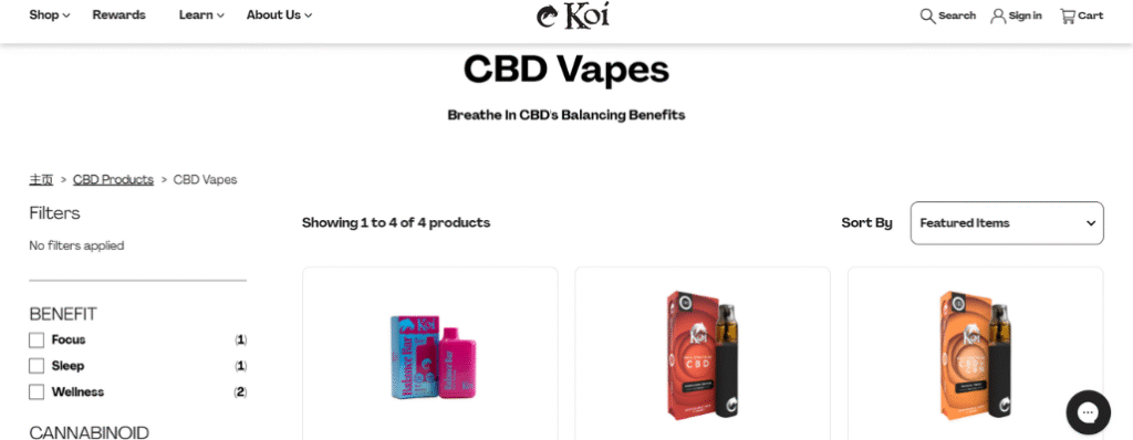 Koi CBD website picture