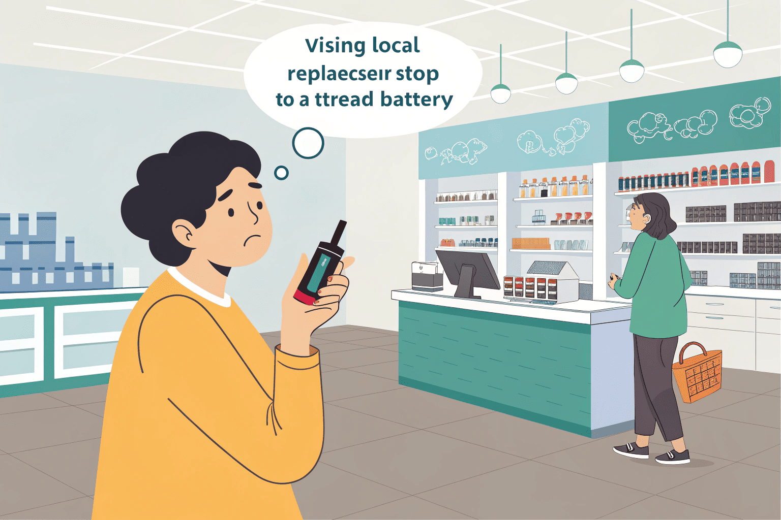 510 Batteries for Sale in a Vape Shop The inside of a well-lit, modern vape shop with batteries displayed on a shelf.