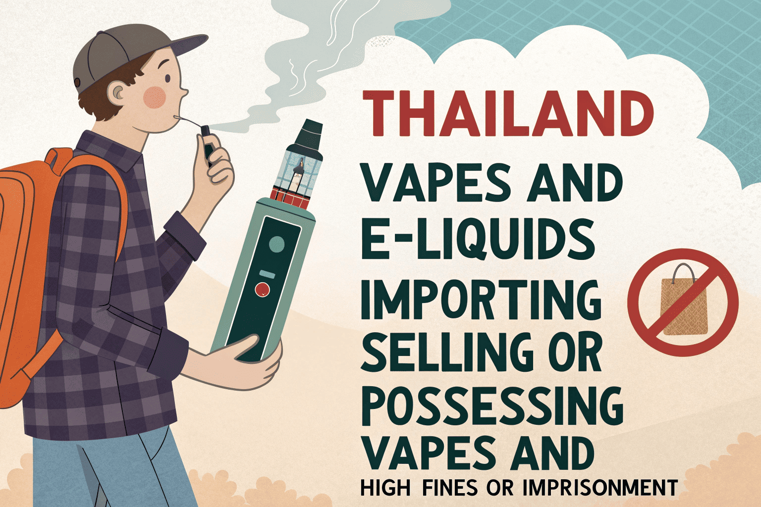 No Vaping Sign in Thailand A "No Vaping" sign prominently displayed on a street in Thailand.