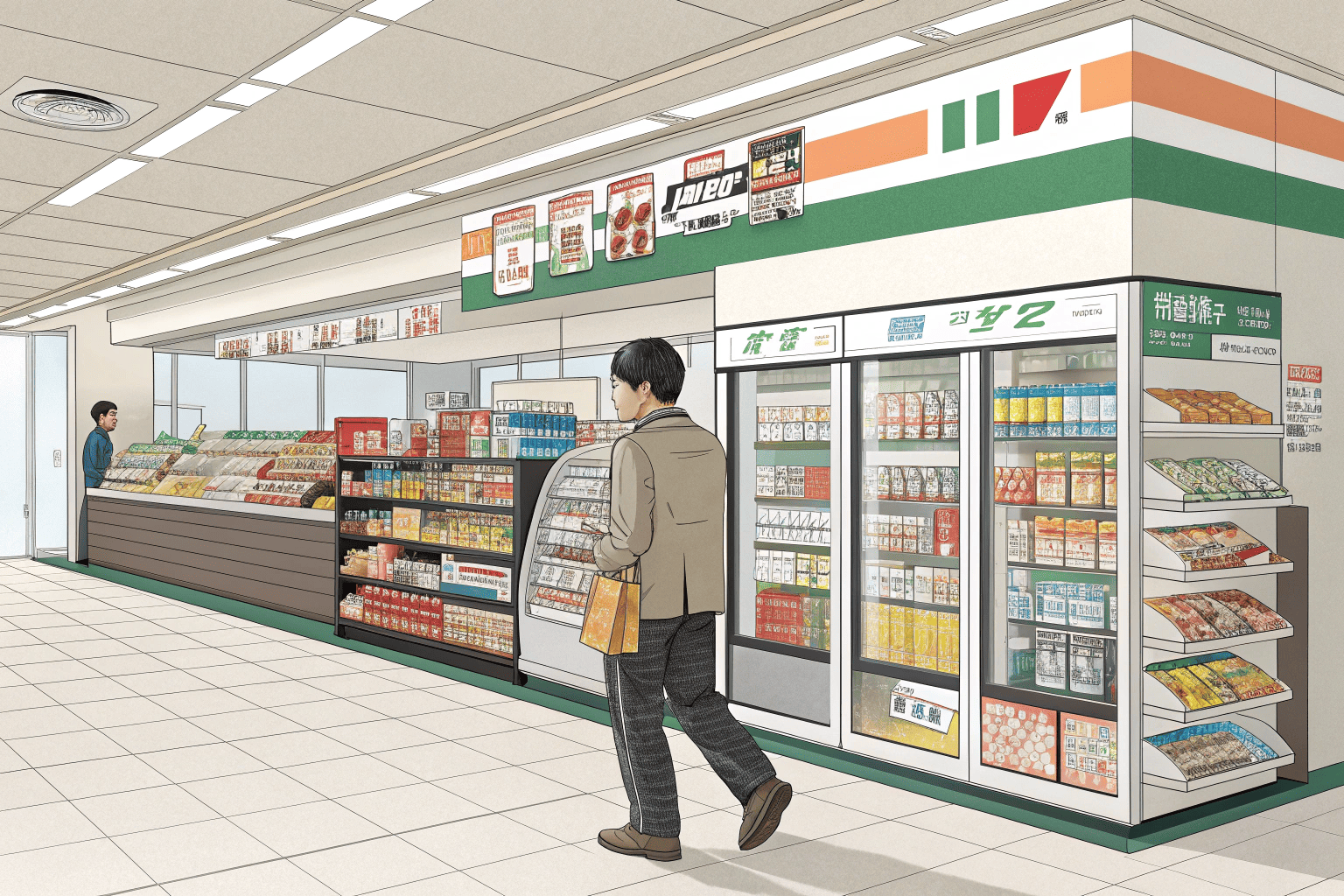 Heat-Not-Burn Products in a Japanese Convenience Store A Japanese convenience store's tobacco section, prominently featuring IQOS and other Heat-Not-Burn products.