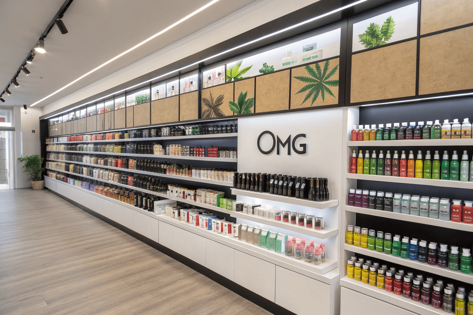 Zero-Nicotine E-Liquid in Japan A close-up of e-liquid bottles in a Japanese vape shop clearly marked with "0mg Nicotine".