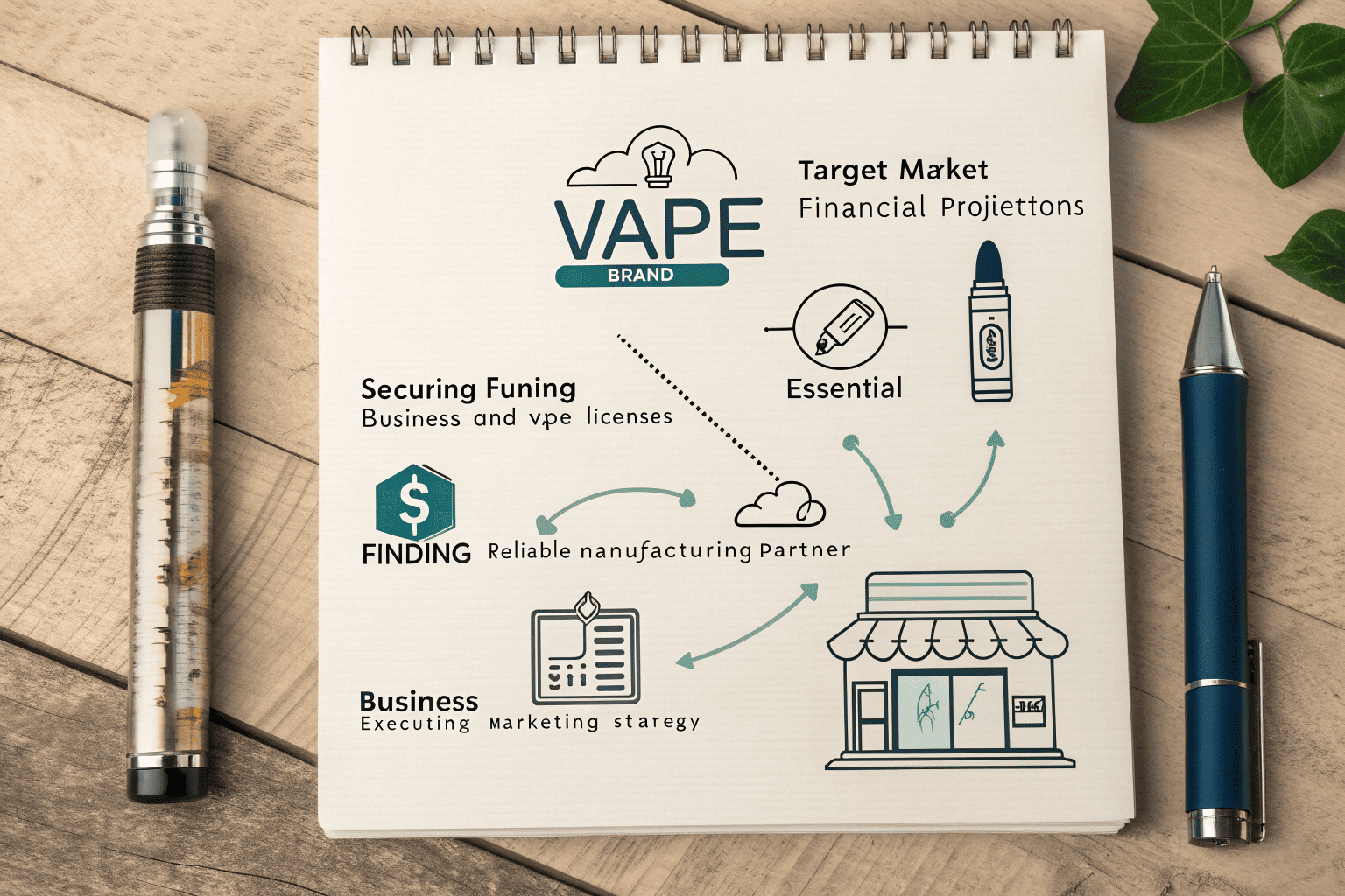 An entrepreneur working on a business plan and startup checklist.