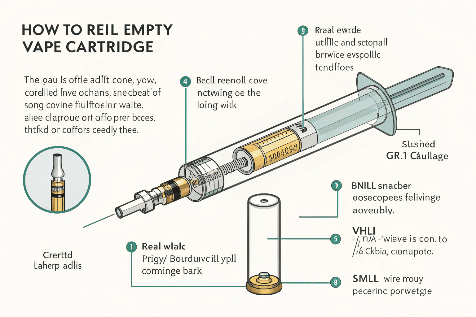 Refilling a vape cart with e-liquid and a syringe