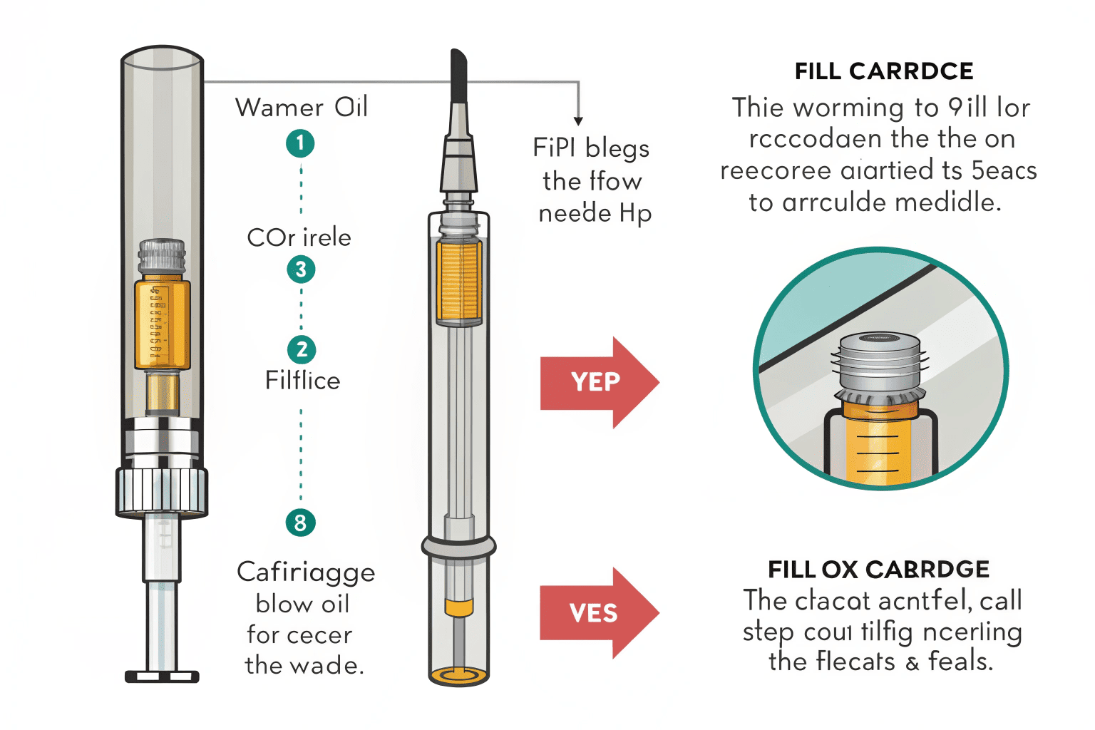 A person filling a 510 vape cartridge with a syringe
