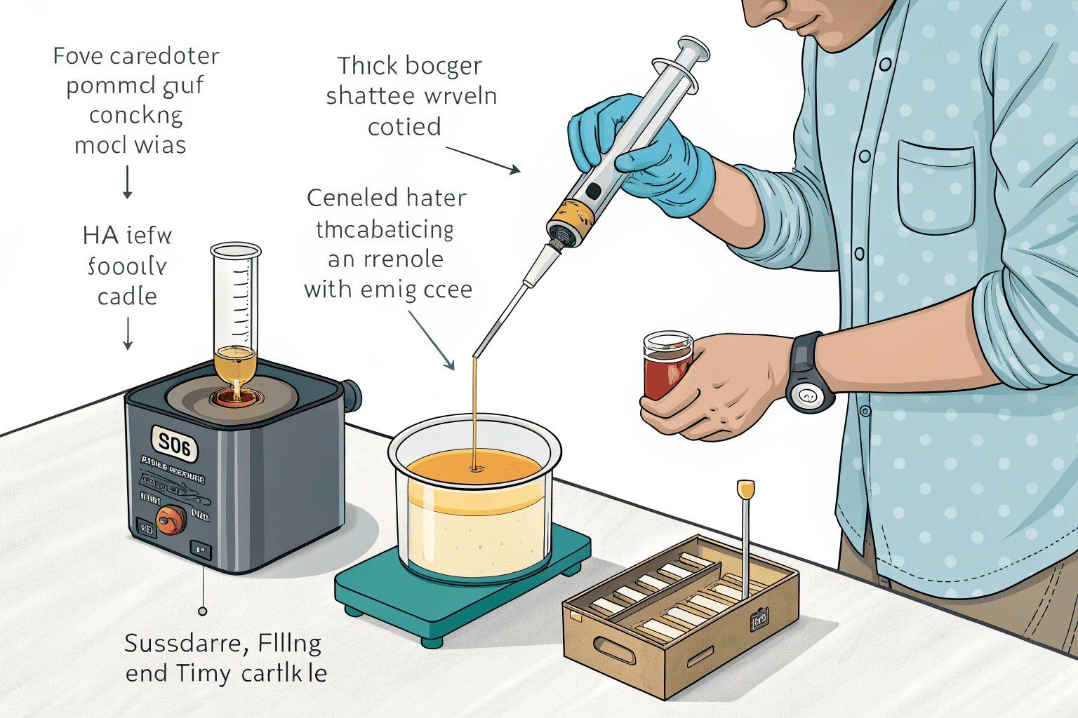 Vape wax being prepared for a cartridge