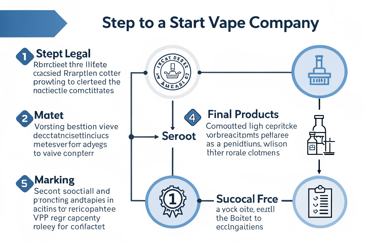 Steps to Make a Vape Company A flowchart showing the steps from idea to a full-fledged vape company.