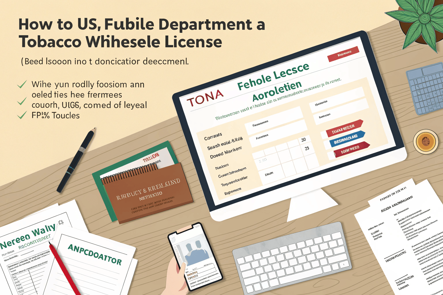 A close-up of a hand filling out an official state application for a tobacco license.