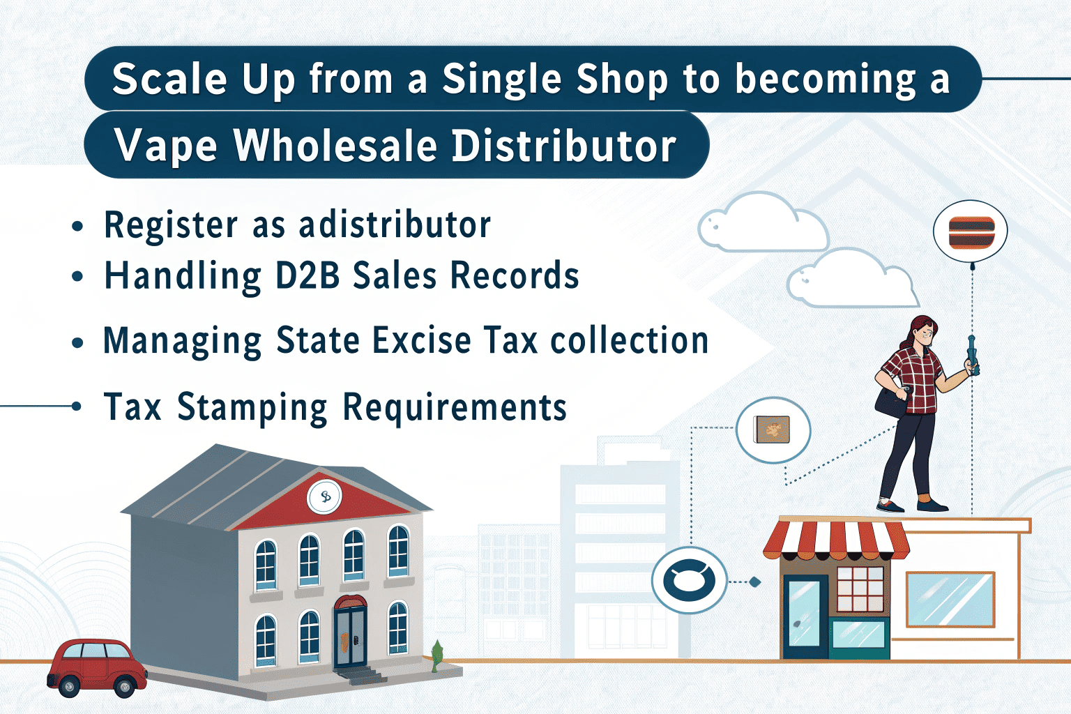 A warehouse worker scanning a box of vape products for wholesale distribution.