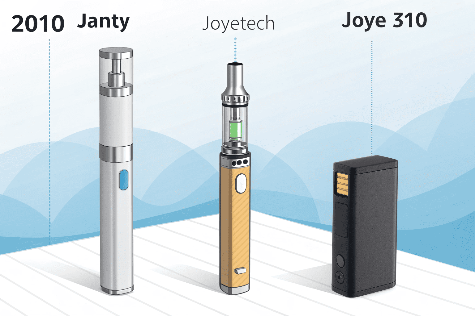 An early model vape pen with a clear tank