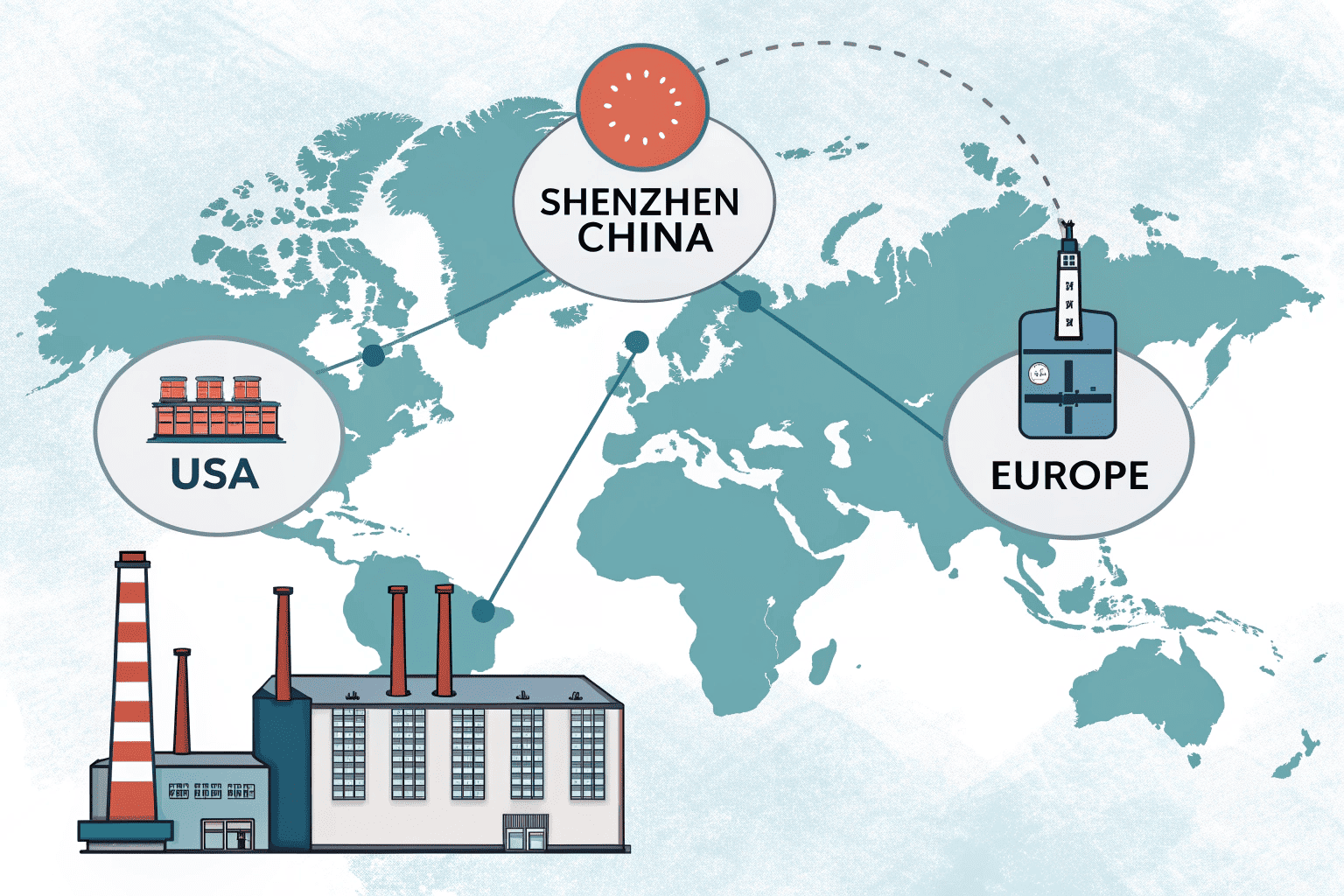 A global map showing vape manufacturing hubs