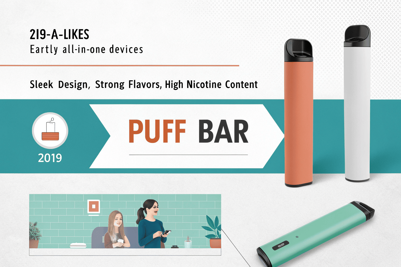 A display of colorful modern disposable vapes