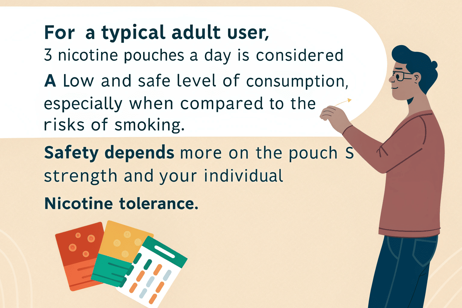 A person considering using three nicotine pouches throughout the day