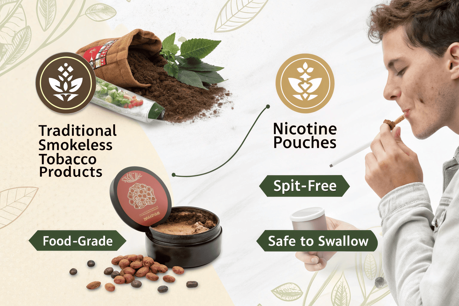 A symbol showing no spitting is required with nicotine pouches