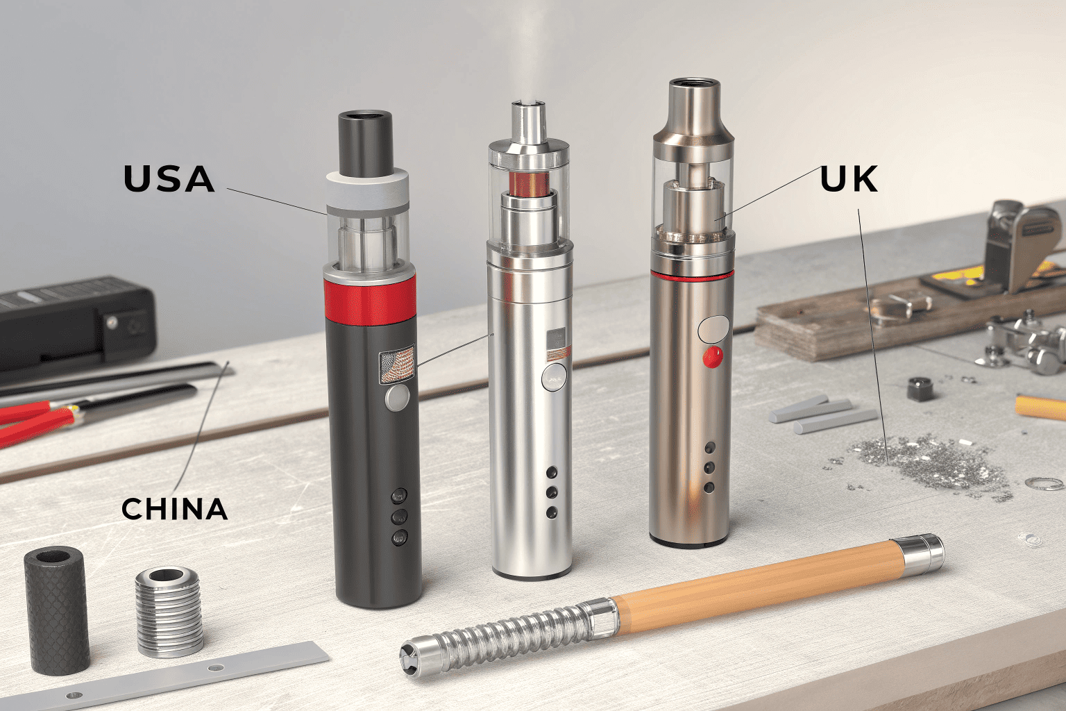 A small-scale vape assembly line in the USA