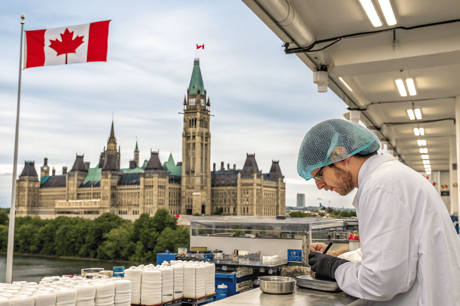A Canadian maple leaf logo on a vape product box