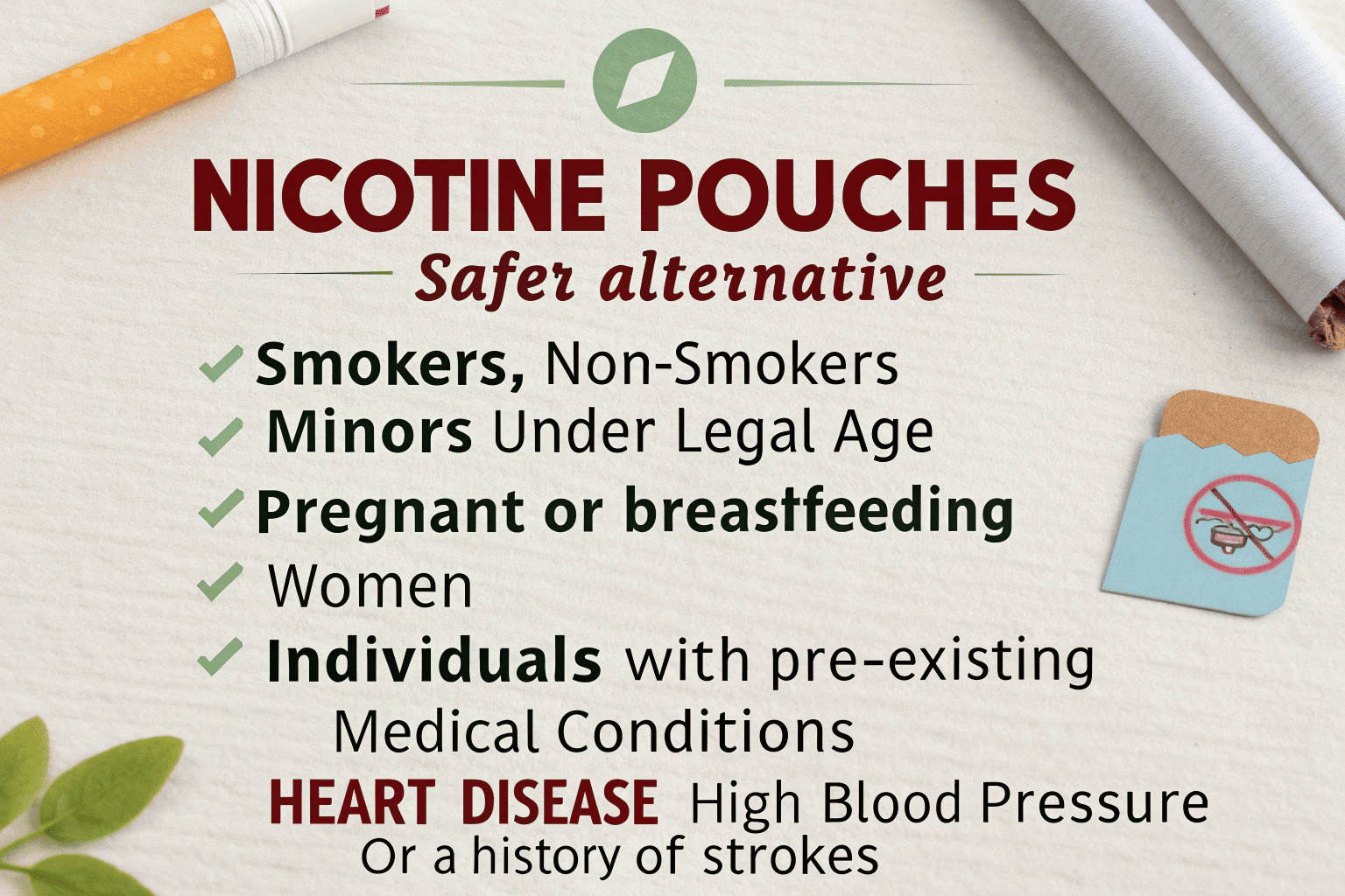 A warning sign indicating groups who should not use nicotine products