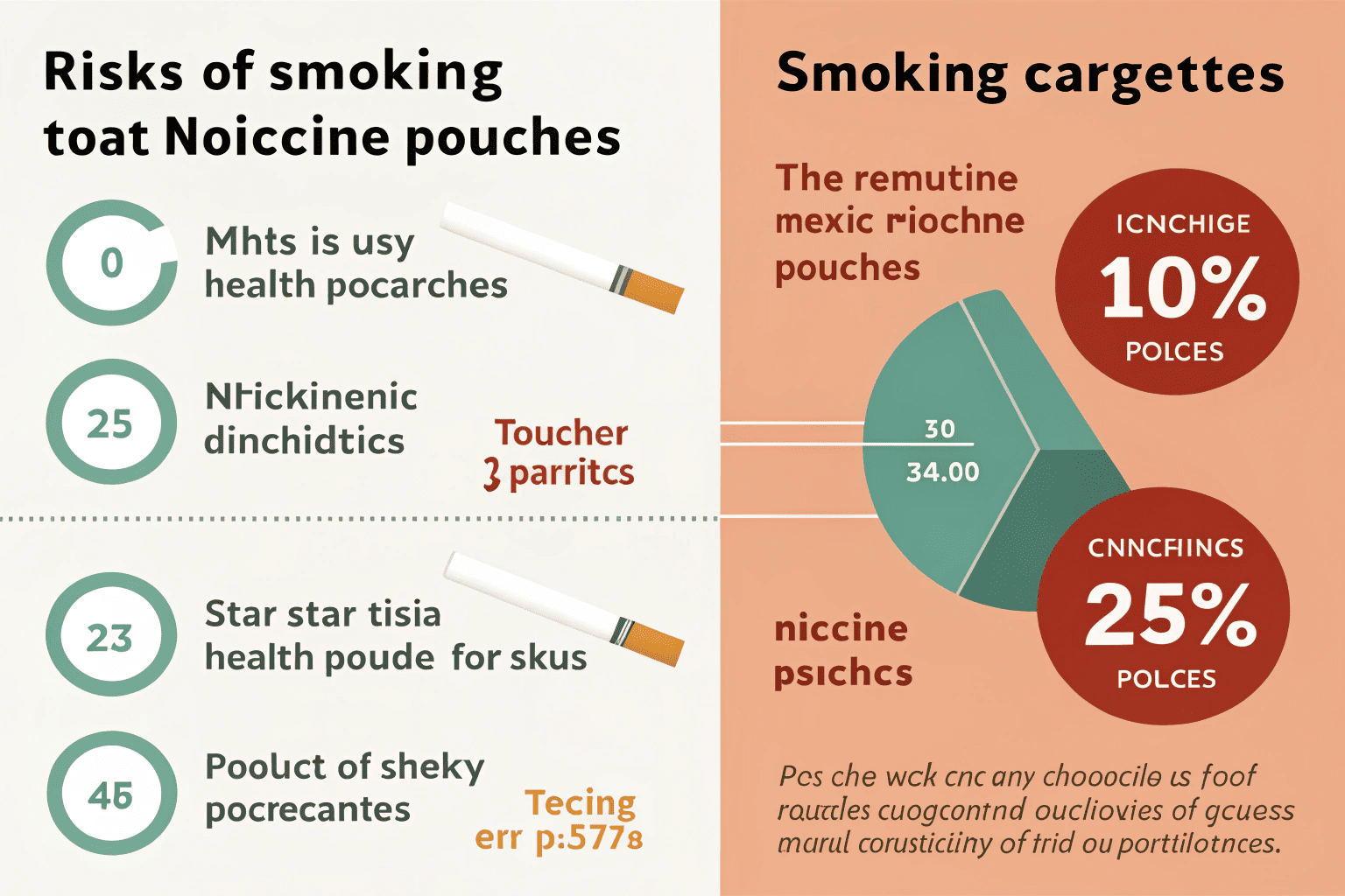A visual comparison showing a clean nicotine pouch next to a burnt cigarette