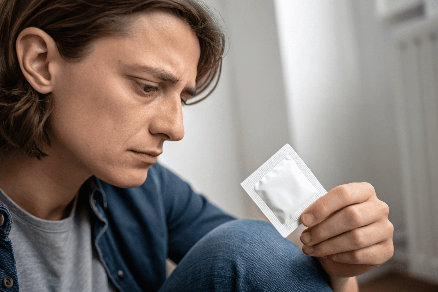 A person looking at a clock while using a nicotine pouch