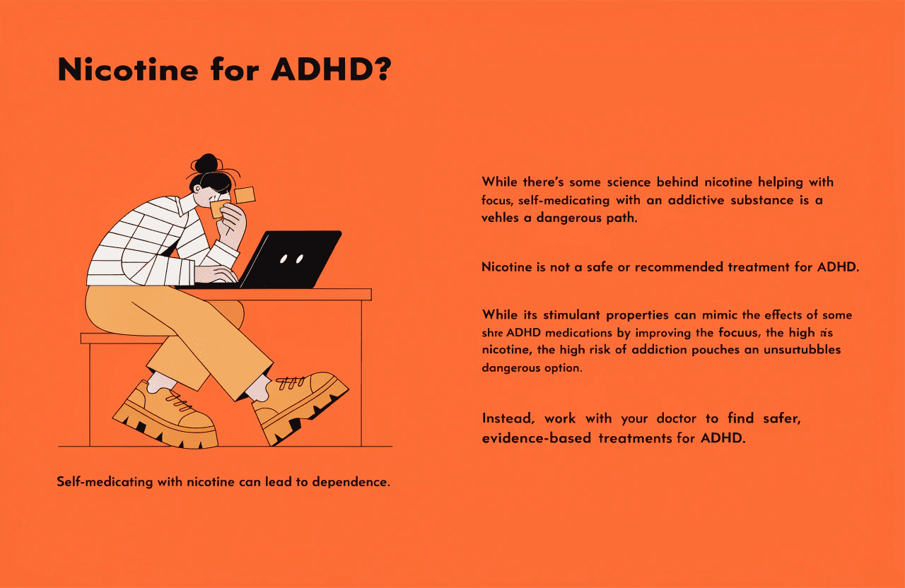 A brain scan graphic with a warning label, showing the addictive pathways nicotine creates.