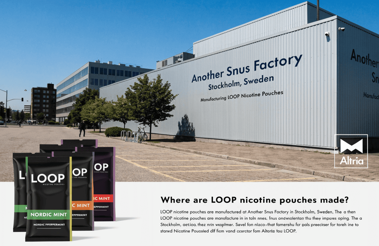 Are LOOP nicotine pouches made in the USA A map showing a 'Made in Sweden' badge, with arrows pointing to the USA, indicating import.