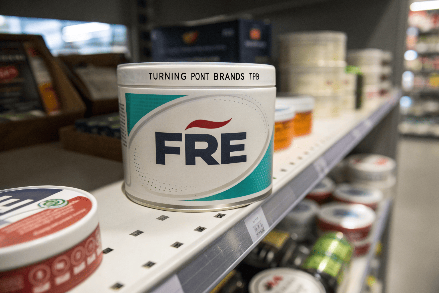 Who owns FRE nicotine pouches A person looking at a shelf of FRE pouches in a store, thinking about the parent company.