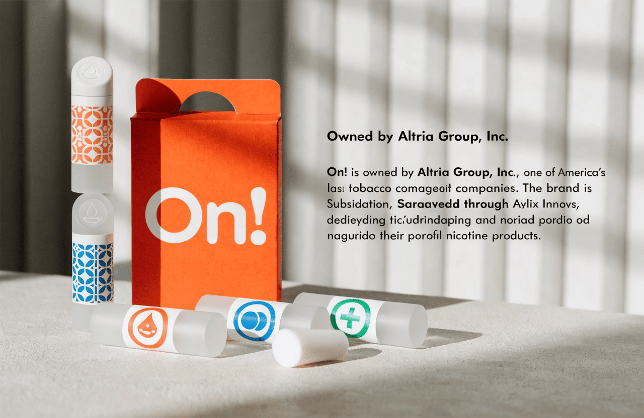 The logos of Altria and On! nicotine pouches side-by-side.