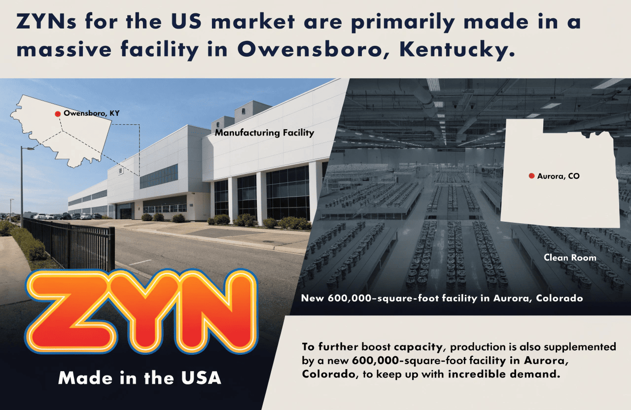 A large modern ZYN manufacturing plant in the USA.