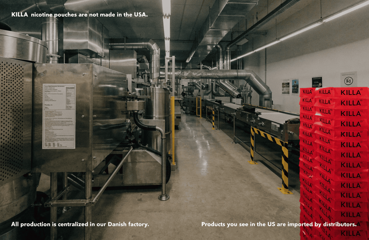 A map of the world showing a factory icon in Denmark with shipping lines going to a retail icon in the USA.