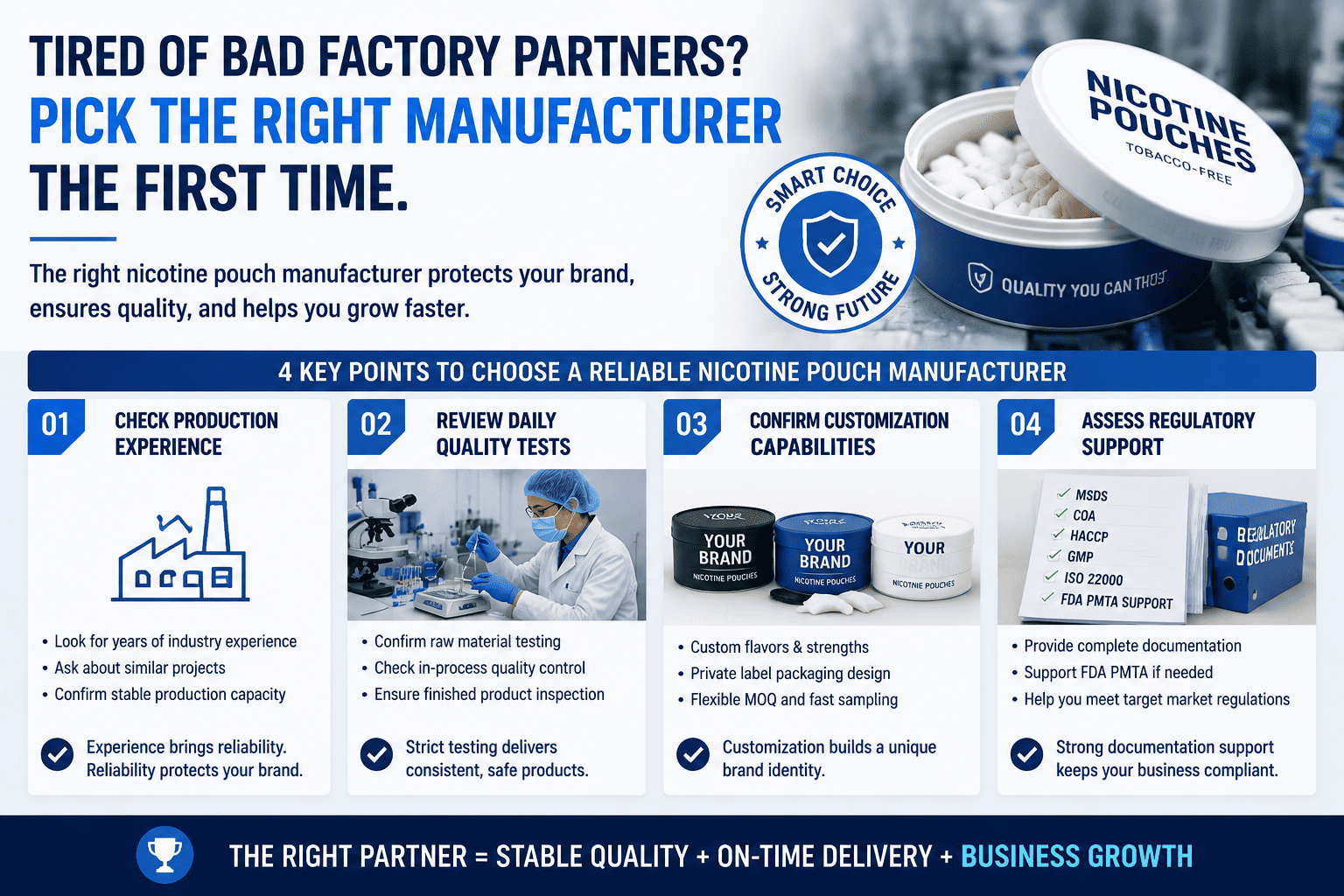 Business partnership meeting for nicotine pouch manufacturing