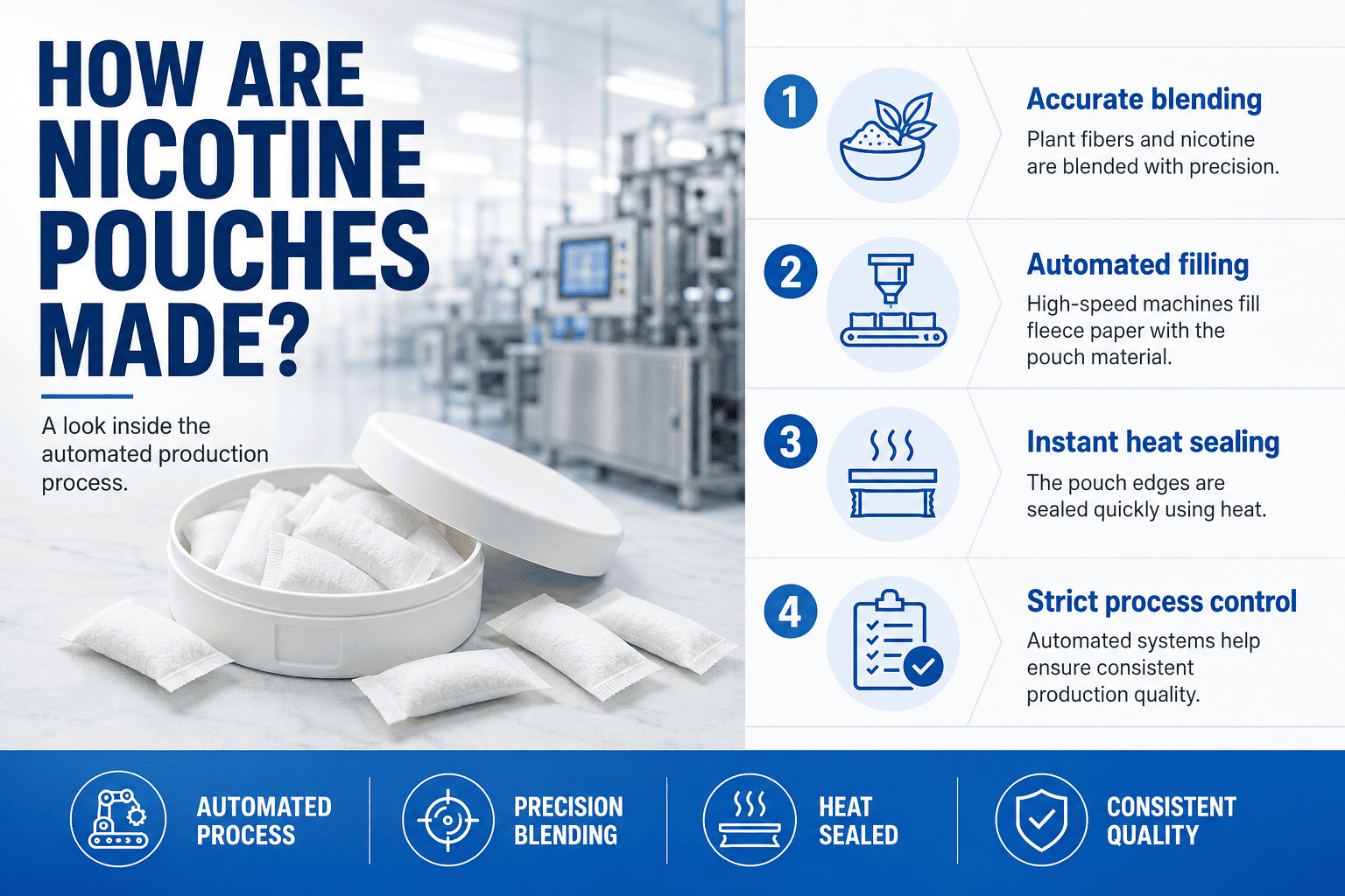 Manufacturing machines producing XQS pouches