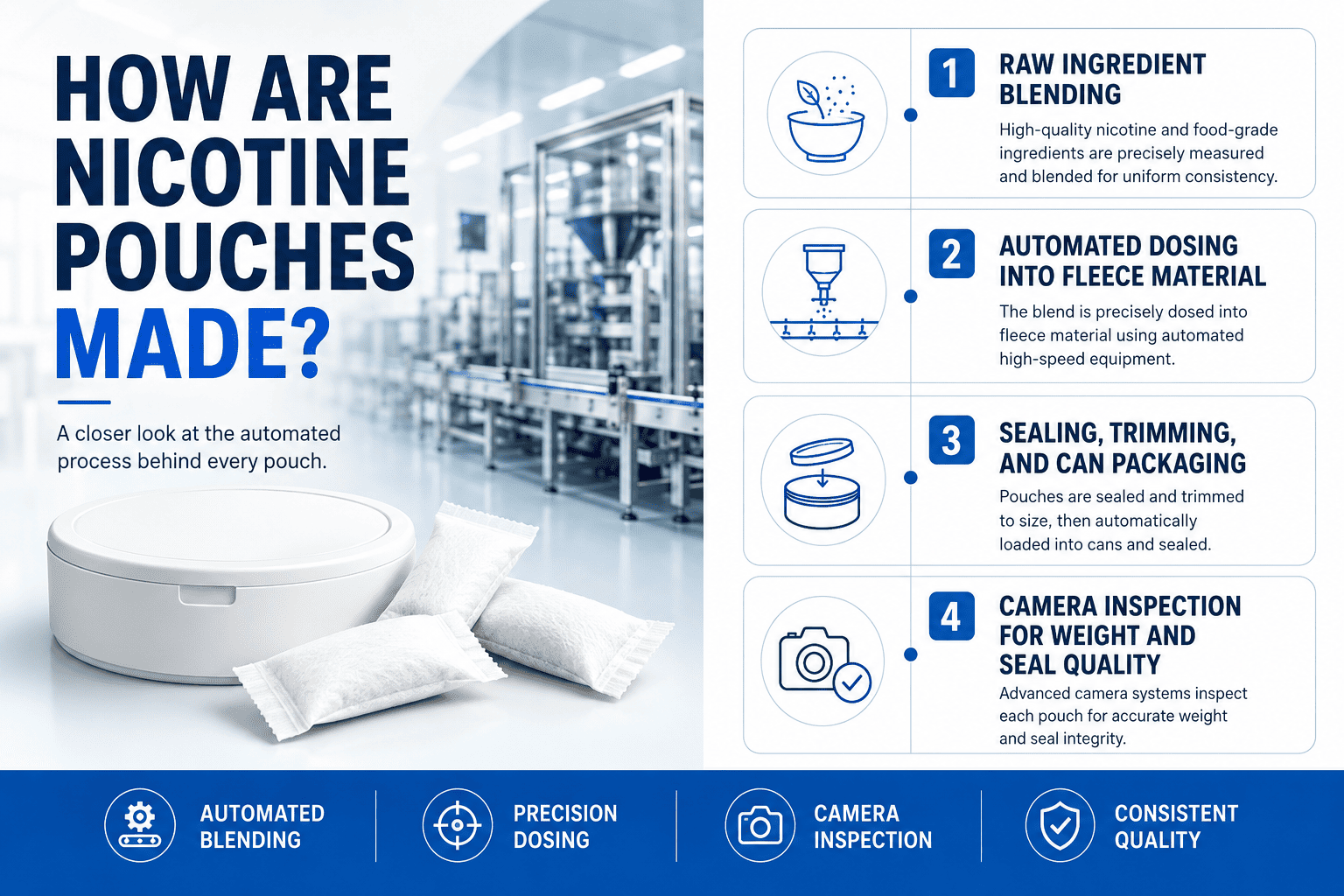 Manufacturing line for nicotine pouches