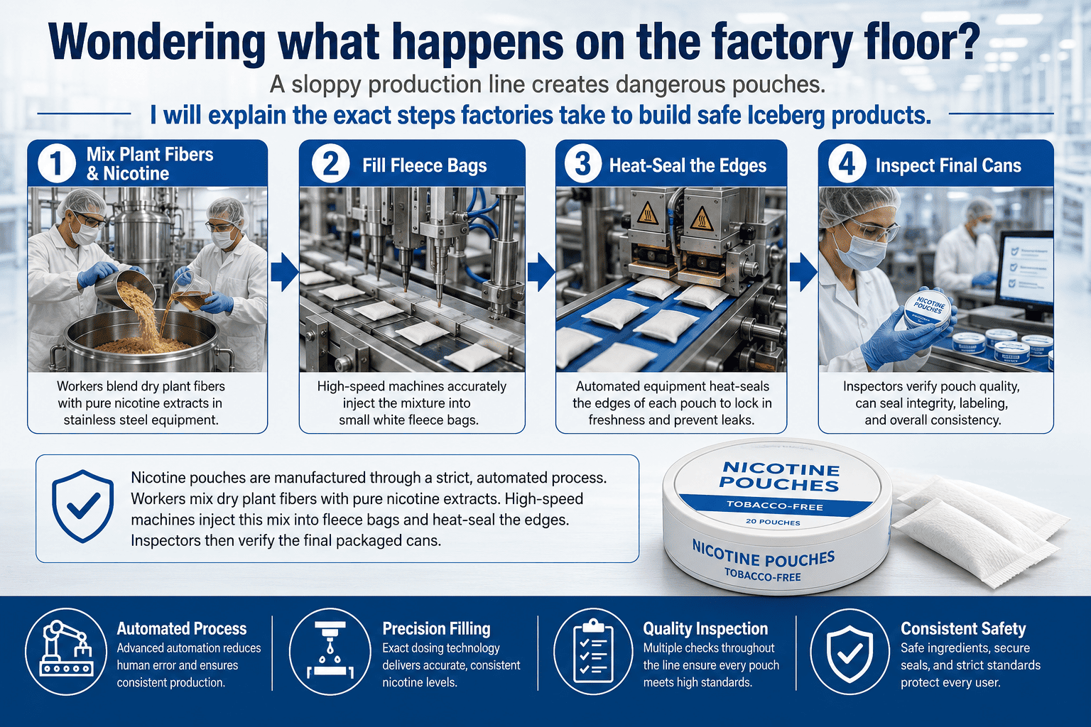 Automated machines manufacturing nicotine pouches