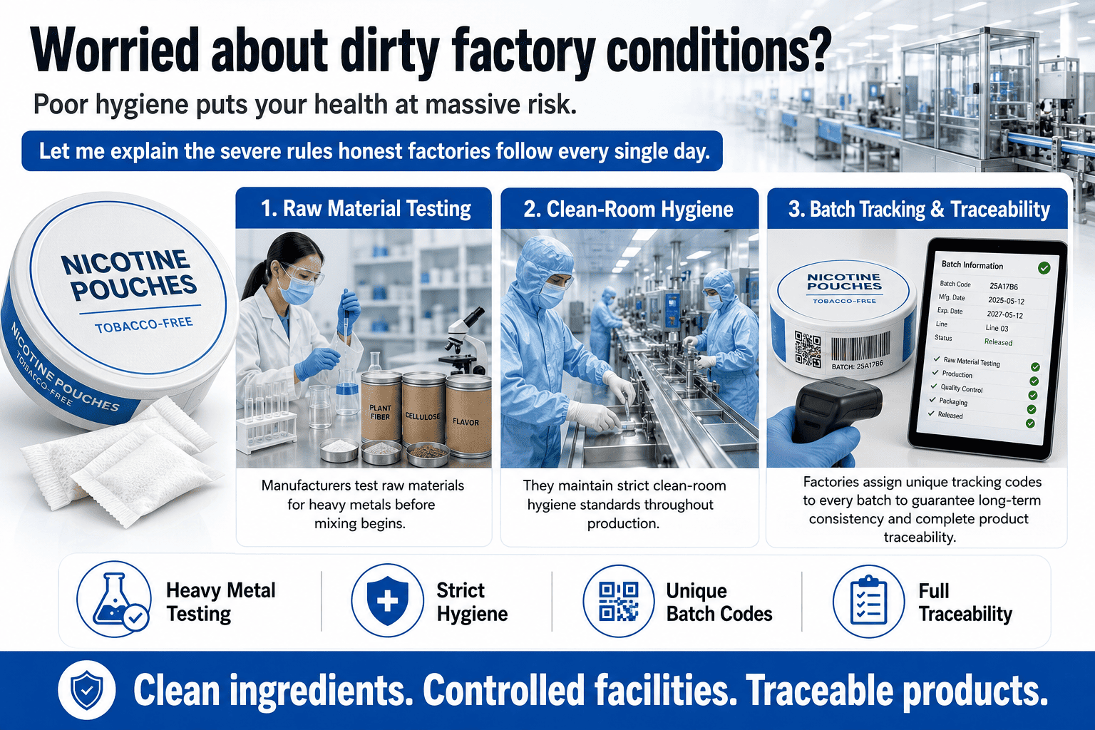 Quality control lab testing nicotine pouches