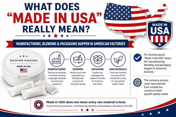 Made in USA label for Rogue nicotine products