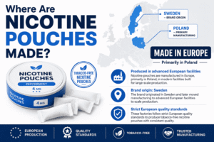 XQS nicotine pouches origin map Europe