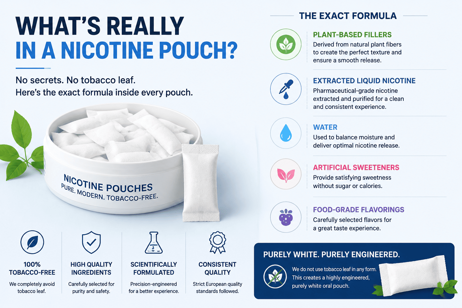 Ingredients used in XQS nicotine pouches