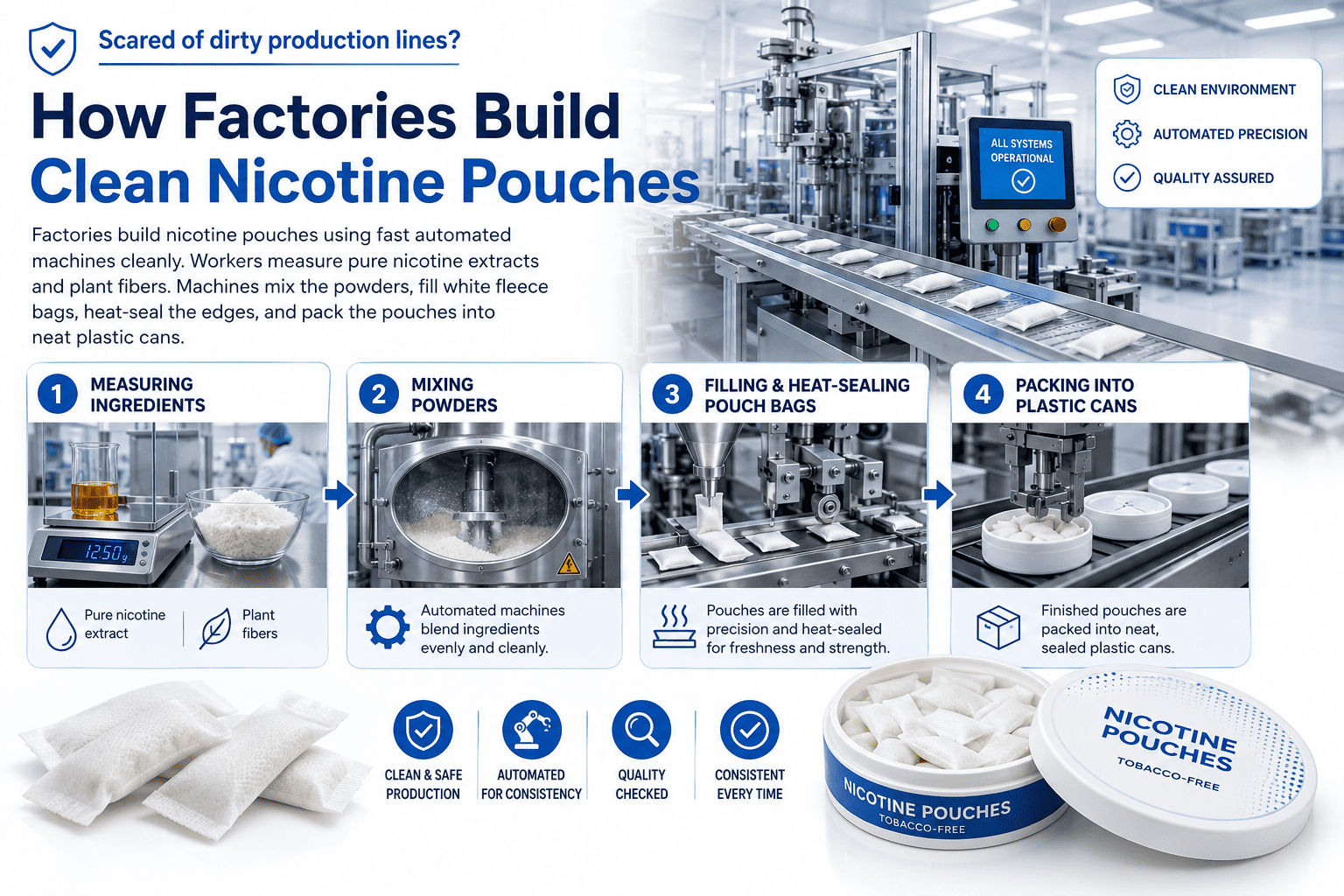 Automated machines making Pillowz nicotine pouches