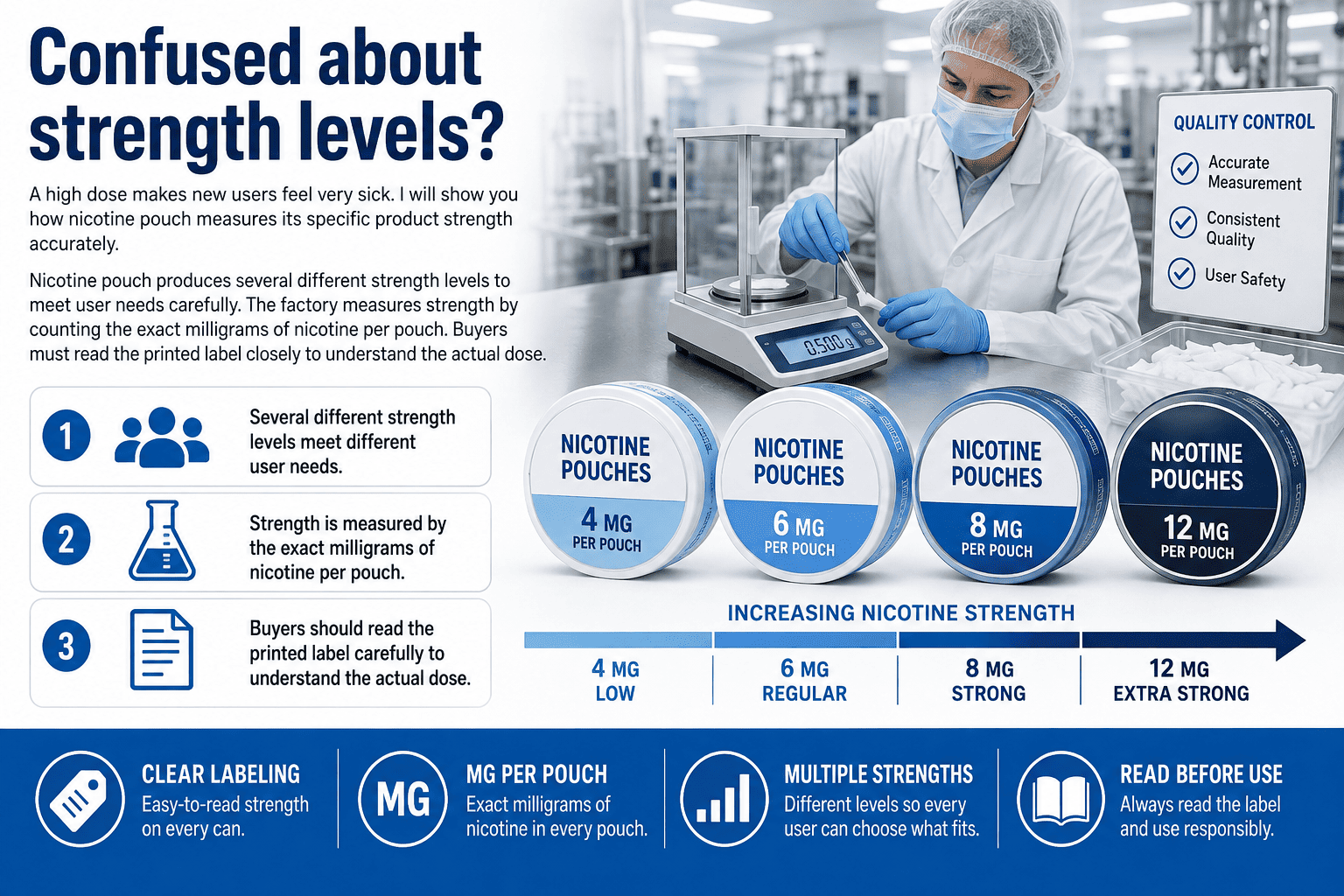 Different nicotine strength levels for PIK pouches