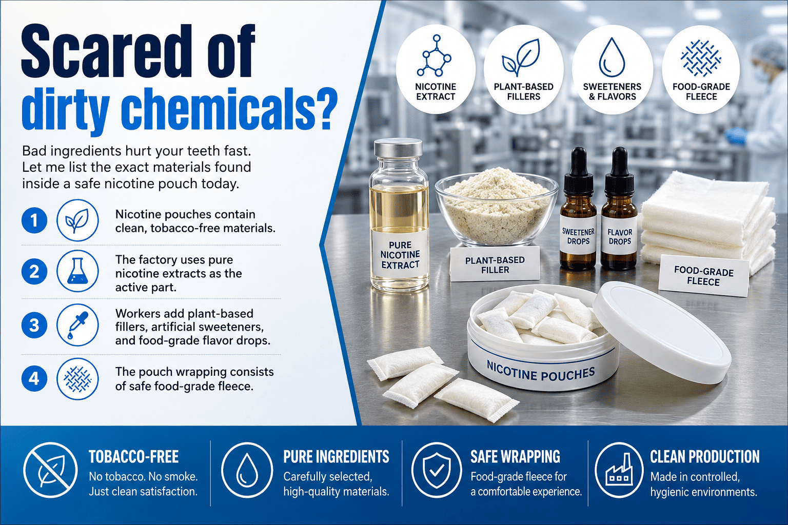 Clean ingredients used in PIK nicotine pouches