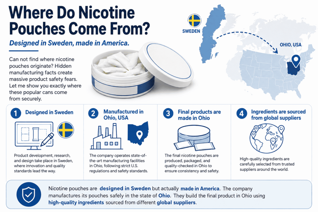 Sesh nicotine pouch origin map Ohio USA