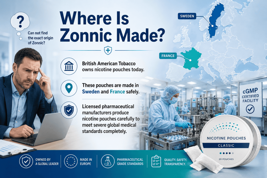 Map showing Sweden and France for Zonnic nicotine pouch origin