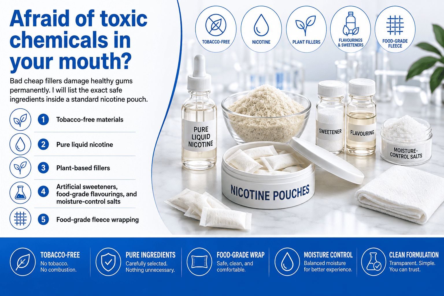 Clean ingredients inside ZOLT nicotine pouches