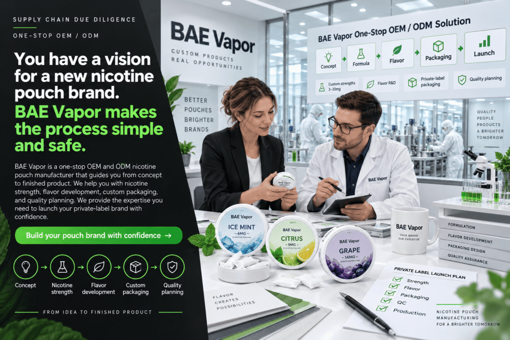 Build your nicotine pouch brand with BAE Vapor