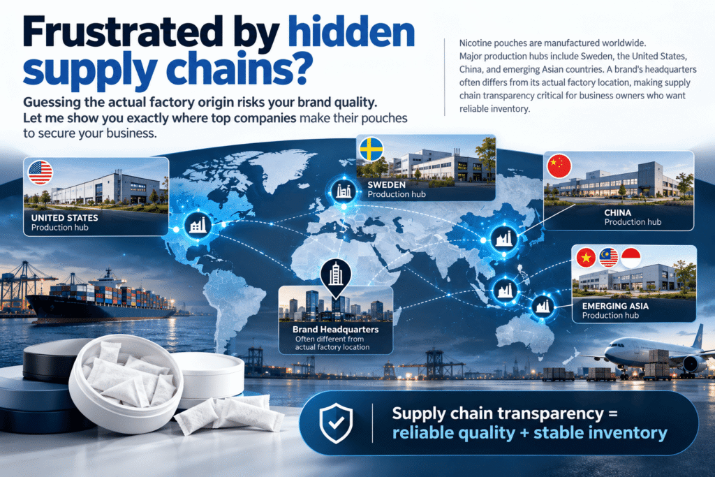 Global nicotine pouch manufacturing locations map