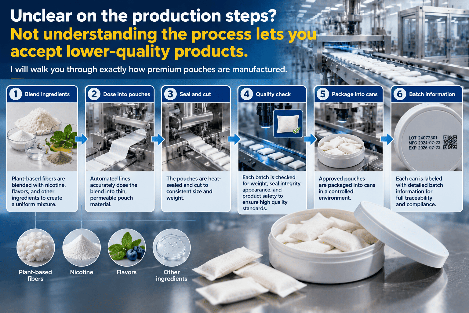 Nicotine pouch manufacturing assembly line
