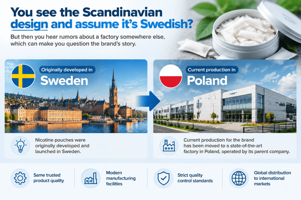 A can of NORDIC SPIRIT shown with a timeline from a Swedish flag to a Polish flag