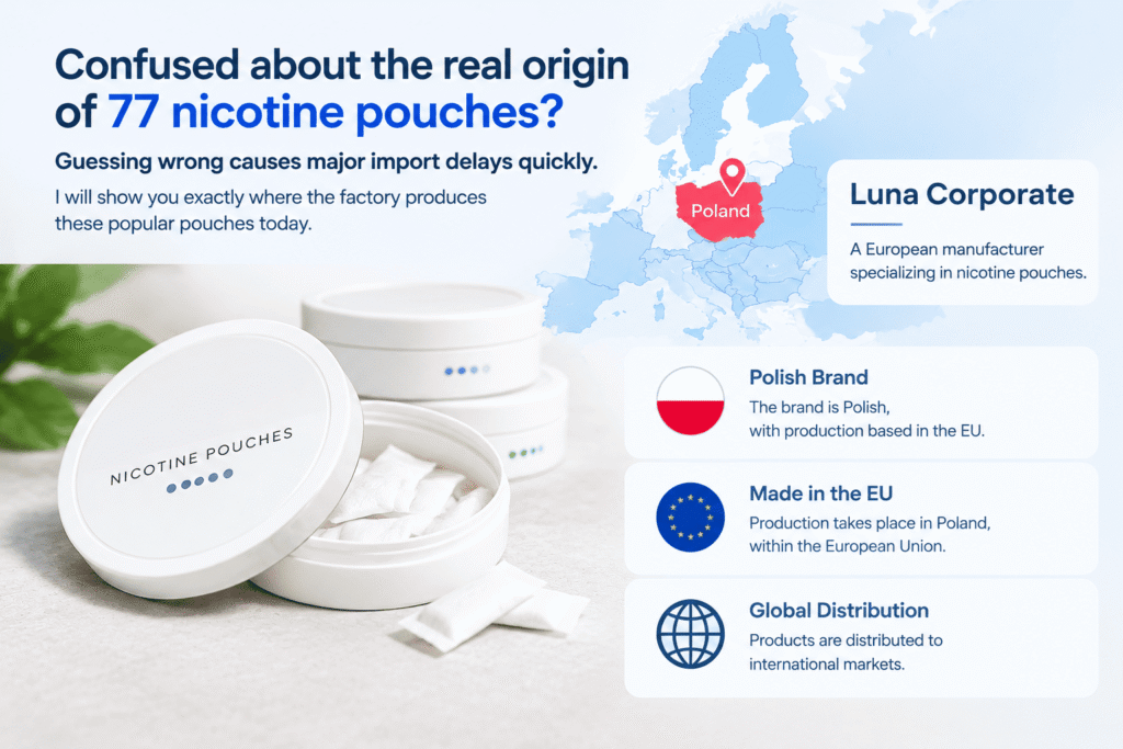 77 nicotine pouches origin and manufacturing location